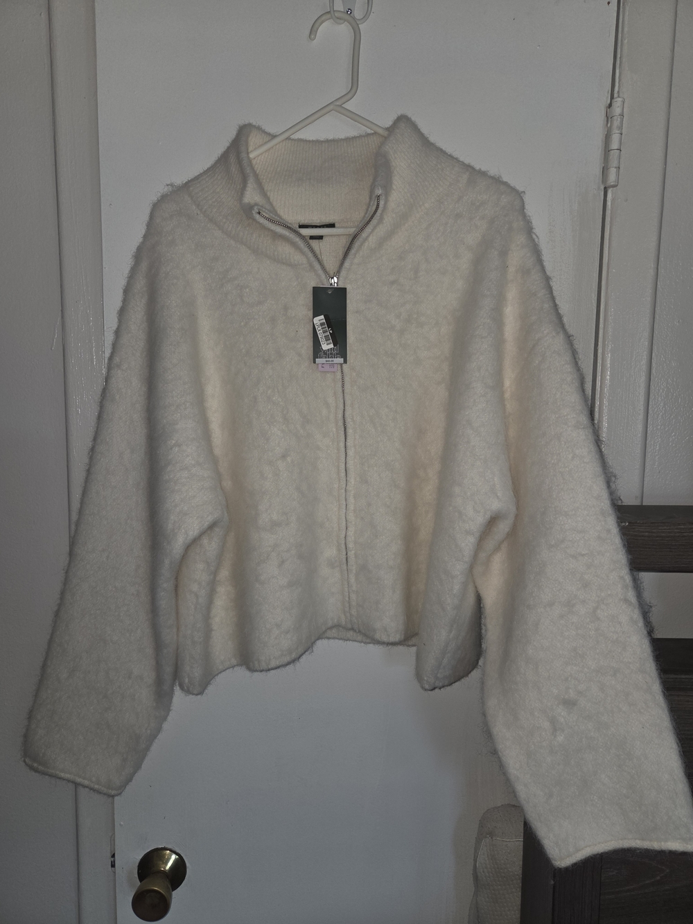 wild fable Cream Fuzzy Zip-Up Teddy Jacket